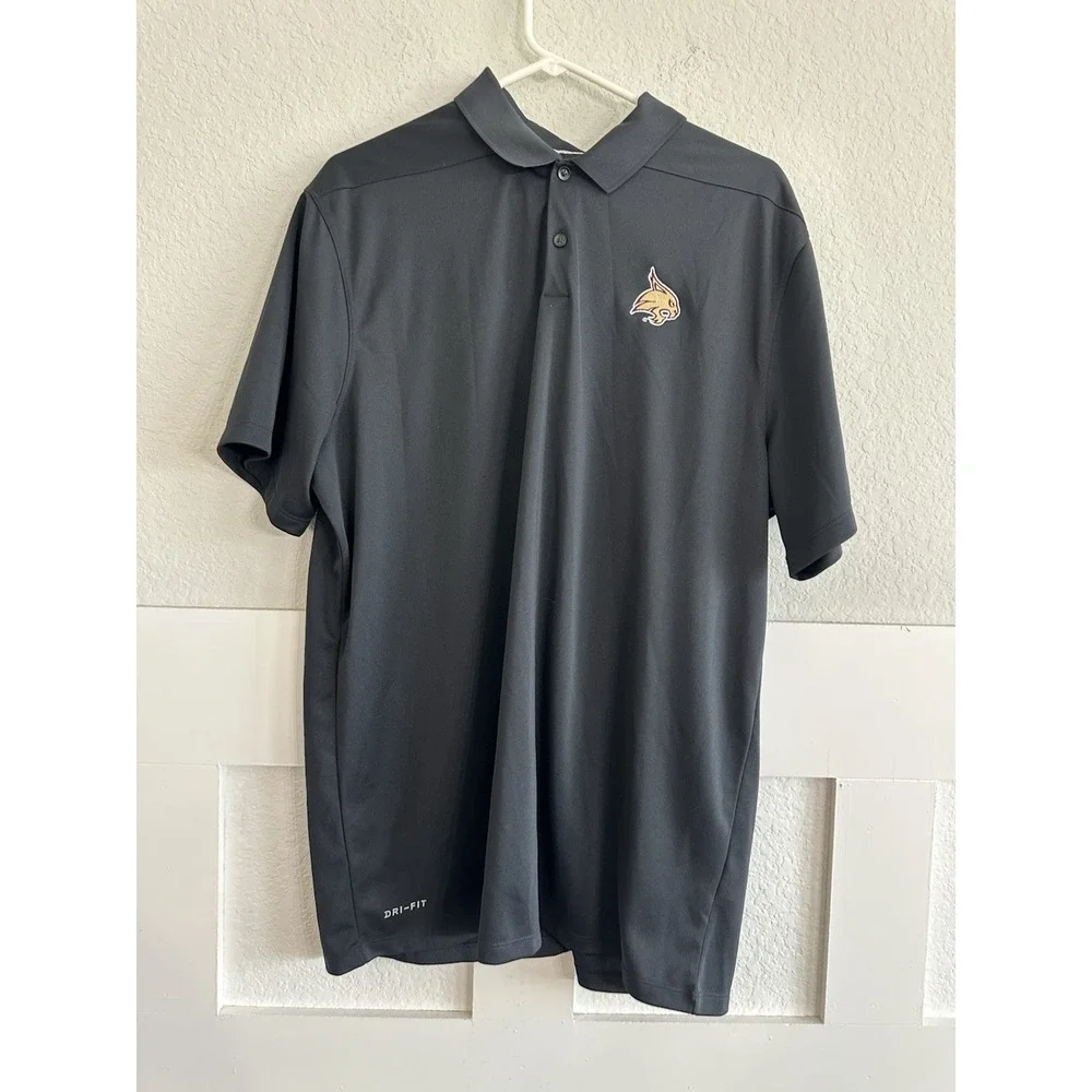Nike Texas State University Dri-FIT Polo Shirt Mens XL Black Red NCAA Football